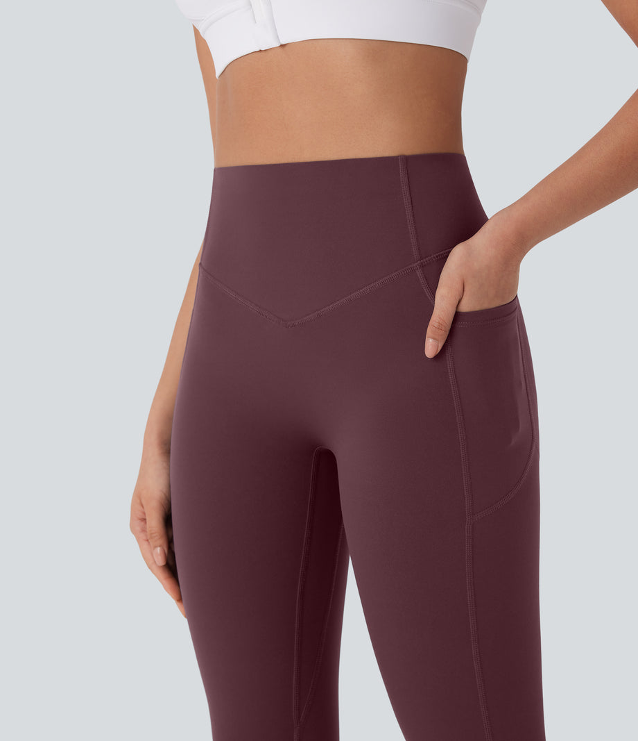 Halara UltraSculpt™ High Waisted Tummy Control Butt Lifting Ruched Pocket Shaping Yoga Leggings - Evening Red
