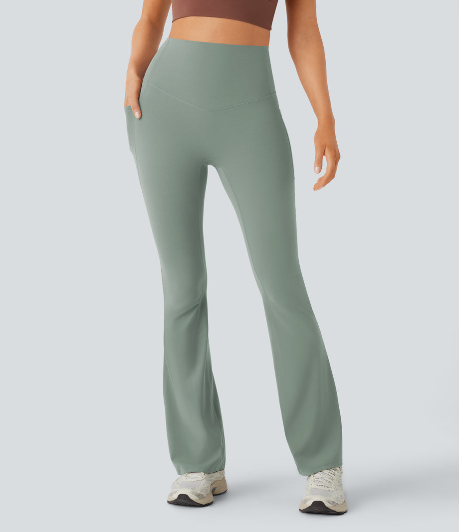 Halara UltraSculpt™ High Waisted Tummy Control Pocket Shaping Yoga Bootcut Leggings - Iceberg Green