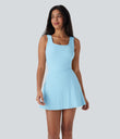 SoftlyZero™ Airy U Neck 2-in-1 Pocket Mini Cool Touch Dance Active Dress-Easy Peezy - Spun Sugar