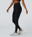 OneForm Seamless Flow High Waisted Ruched 7/8 Yoga Leggings - Black