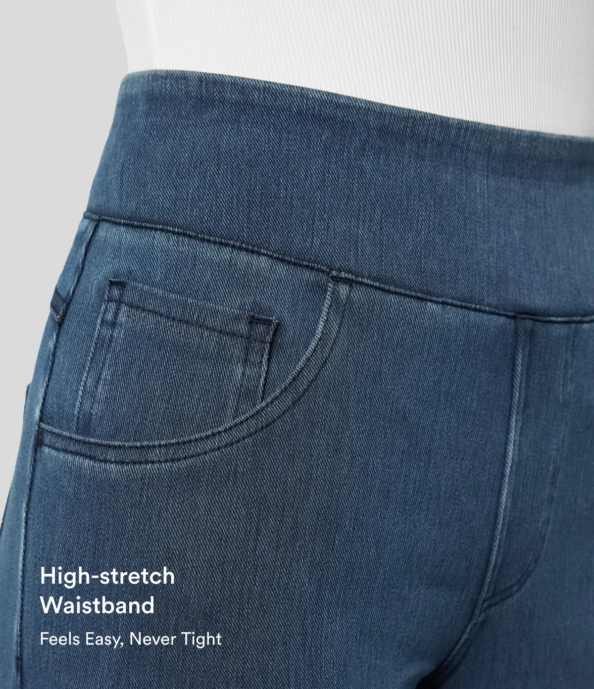 Halara Flex™ High Waisted Pockets Wide Leg Loose Work Jeans - Washed Denim Bleached Blue