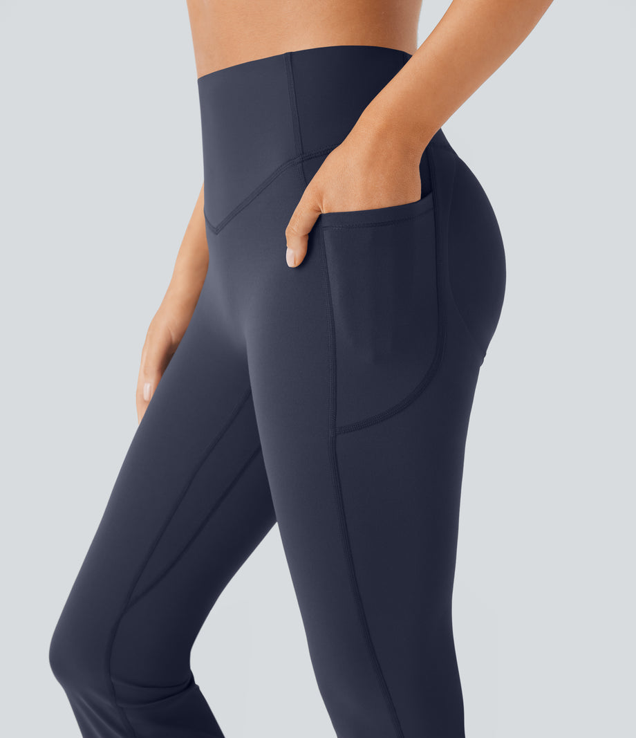Halara UltraSculpt™ High Waisted Scrunch Butt Lifting Tummy Control Pocket Shaping Yoga Bootcut Leggings - Mood Indigo