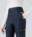 High Waisted Sheen 7/8 Leggings with Pockets - Blueberry
