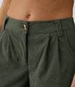 Mid Rise Zipper Pocket Corduroy Casual Pants - Rifle Green