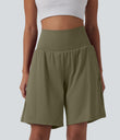 SoftlyZero™ Airy Super High Waisted 2-in-1 Cool Touch Yoga Shorts 9" with Pockets - Withered Green