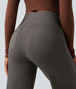 DayStretch High Waisted Tummy Control Wide Leg Baggy Yoga Pants with Pockets - Deep Red Grey