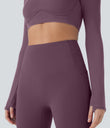 SoftlyZero™ Plush Thermal High Waisted Tummy Control Pocket Workout Leggings - Prune Purple