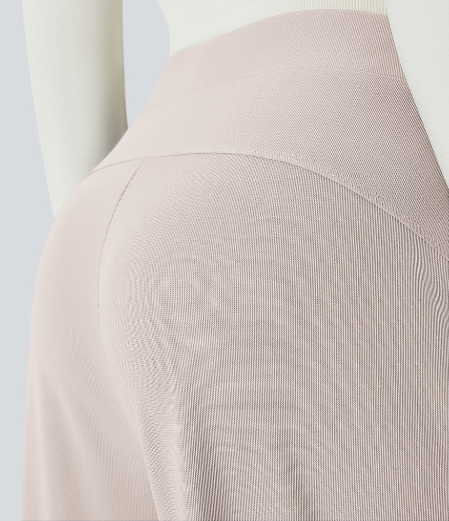 Halara Flex™ High Waisted Body Sculpt Waist-Slimming Pocket Wide Leg Micro Waffle Work Pants - Oat Milk