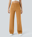 DayStretch High Waisted Pockets Straight Leg Casual Pants - Buckskin