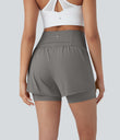 SoftlyZero™ Airy Super High Waisted 2-in-1 Cool Touch Yoga Shorts 5'' with Pockets - Steeple Gray