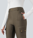 High Waisted Sheen 7/8 Leggings with Pockets - Hay Brown