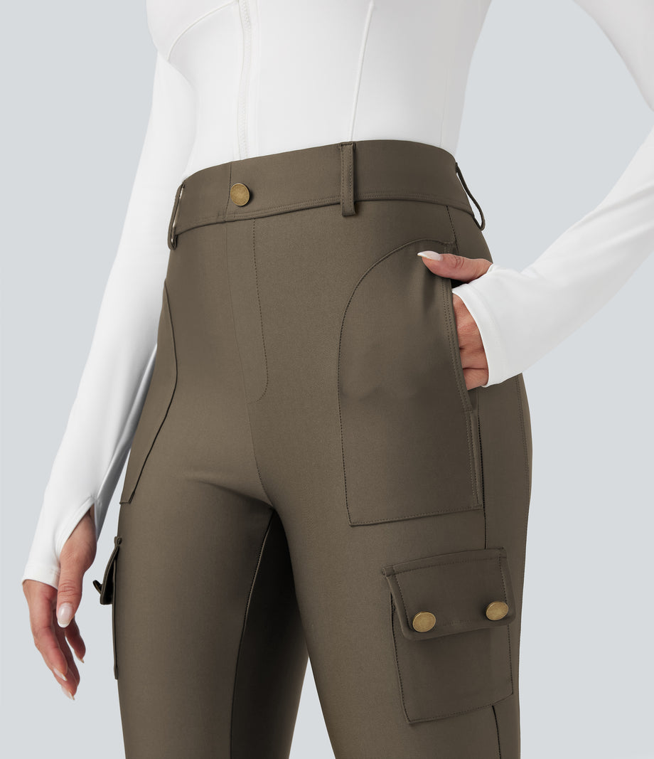 High Waisted Sheen 7/8 Leggings with Pockets - Hay Brown