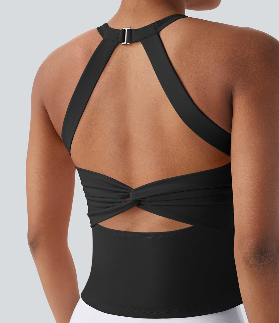 SoftlyZero™ Plush Cut Out Yoga Tank Top A-D Cups - Black