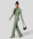 Halara Flex™ High Waisted Back Side Pocket Slight Flare Work Pants - Asparagus