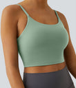 Basic Padded Workout Cropped Low Support Tank Top A-D Cups - Frosty Green