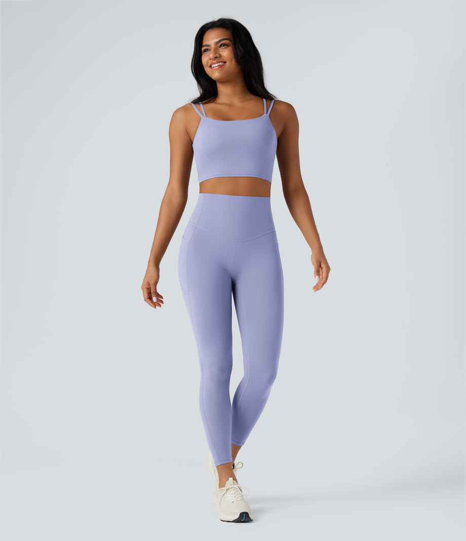 Halara UltraSculpt™ Double Straps Twisted Backless Cropped Yoga Tank Top - Baby Lavender