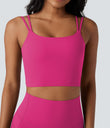 Halara UltraSculpt™ Double Straps Twisted Backless Cropped Yoga Tank Top - Fuchsia Purple