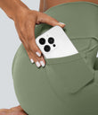 SoftlyZero™ Crossover Pocket Plain Leggings-UPF50+ - Asparagus