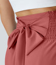 Breezeful™ High Waisted Shirred Tie Front & Back Wide Leg Flowy Quick Dry Casual Pants - Flame Red