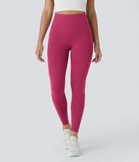 Halara UltraSculpt™ High Waisted Butt Lifting Tummy Control Pocket Shaping Workout Leggings - Red Plum