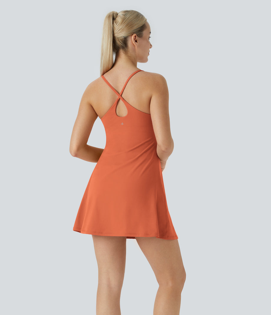 SoftlyZero™ Plush Backless Active Dress - Orange Rust