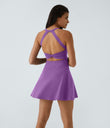 SoftlyZero™ Airy Backless Twisted Flare Low Support Dance Active Dress-Longer Length-Easy Peezy Edition A-D Cups - Dewberry