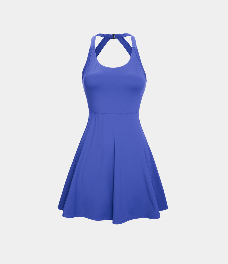 Flare Mini Dance Active Dress-Longer Length - Aster Blue