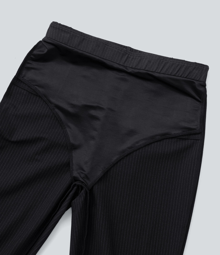 High Waisted Tummy Control Decorative Back Zipper Pockets Herringbone Work Leggings - Blue Graphite