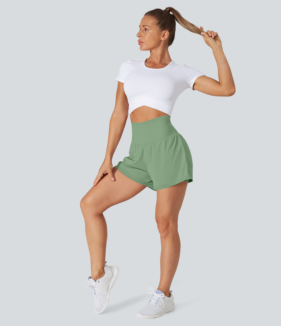 SoftlyZero™ Airy Super High Waisted 2-in-1 Cool Touch Yoga Shorts with Pockets - Kashmir