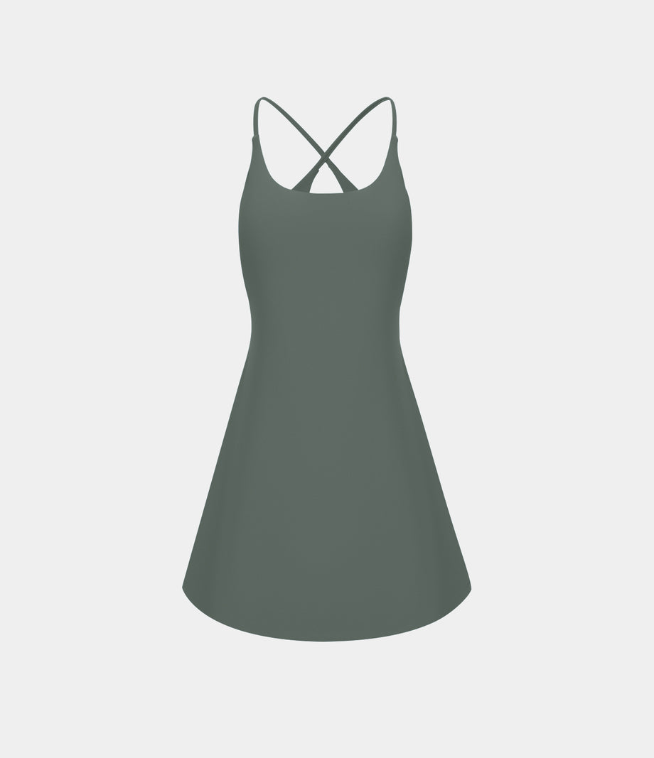 SoftlyZero™ Plush Backless Active Dress - Smoke Grey Green