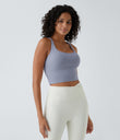 Crisscross Backless Built-in Bra Cropped Running Tank Top A-D Cups - Silver Bullet