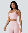 Halara UltraSculpt™ Double Straps Twisted Backless Cropped Yoga Tank Top - Primrose Pink