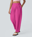 Mid Rise Pocket Barrel Leg Baggy Work Pants - Fuchsia Fedora