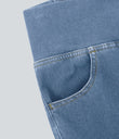 Halara Flex™ High Waisted Crossover Pocket Cool Touch Washed Casual Jeans - Pastel Blue Denim