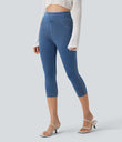 Halara Flex™ High Waisted Pocket Denim Capri Casual Leggings - Denim Dark Blue