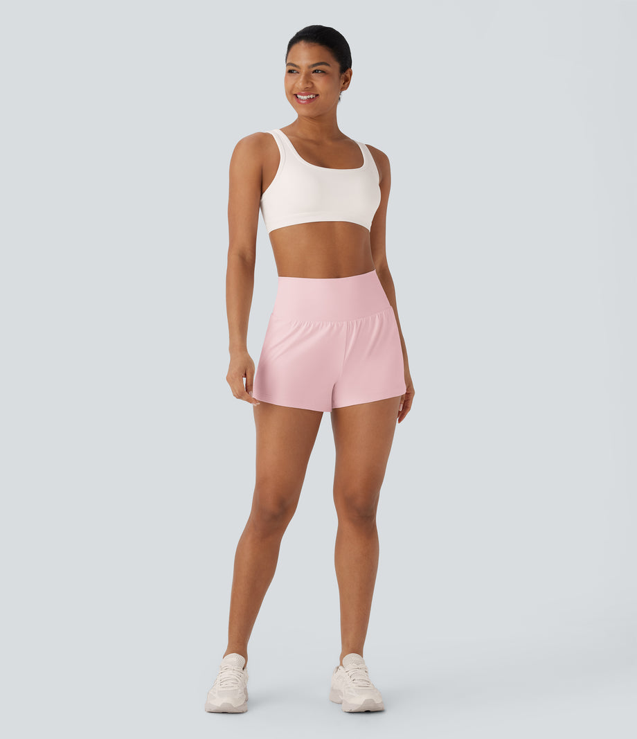 SoftlyZero™ Airy Super High Waisted 2-in-1 Cool Touch Yoga Shorts with Pockets - Primrose Pink