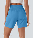SoftlyZero™ Airy Super High Waisted 2-in-1 Cool Touch Yoga Shorts 7" with Pockets - Bonnie Blue