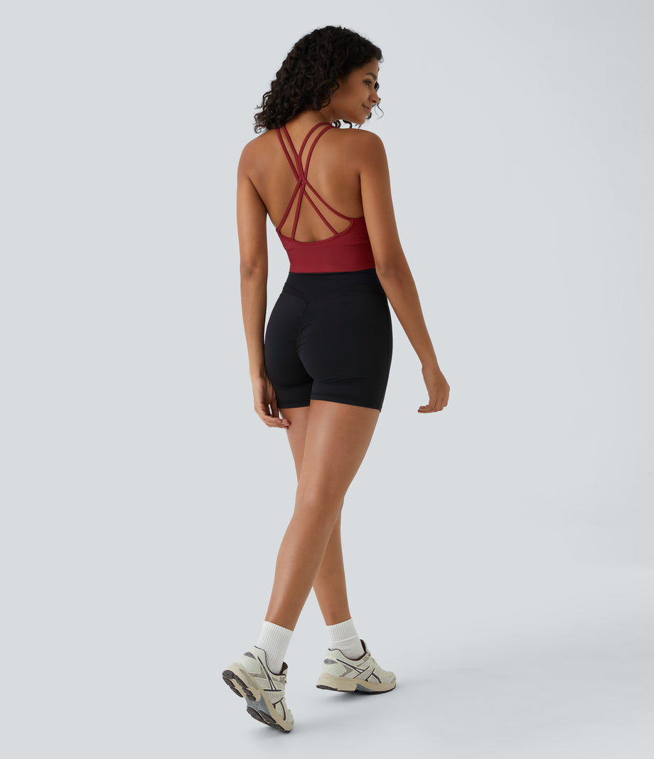OneForm Seamless Flow Low Support Ruched Double Straps Sports Bra A-D Cups - American Beauty