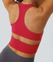 SoftlyZero™ Plush U Neck Racerback Cut Out Cropped Yoga Tank Top - Mars Red