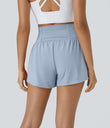 SoftlyZero™ Airy Super High Waisted 2-in-1 Cool Touch Yoga Shorts with Pockets - Baby Blue