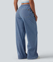 Halara Flex™ Low Rise Drawstring Wide Leg Sparkle Casual Sweatpants Jeans with Pockets - Malibu Blue Denim
