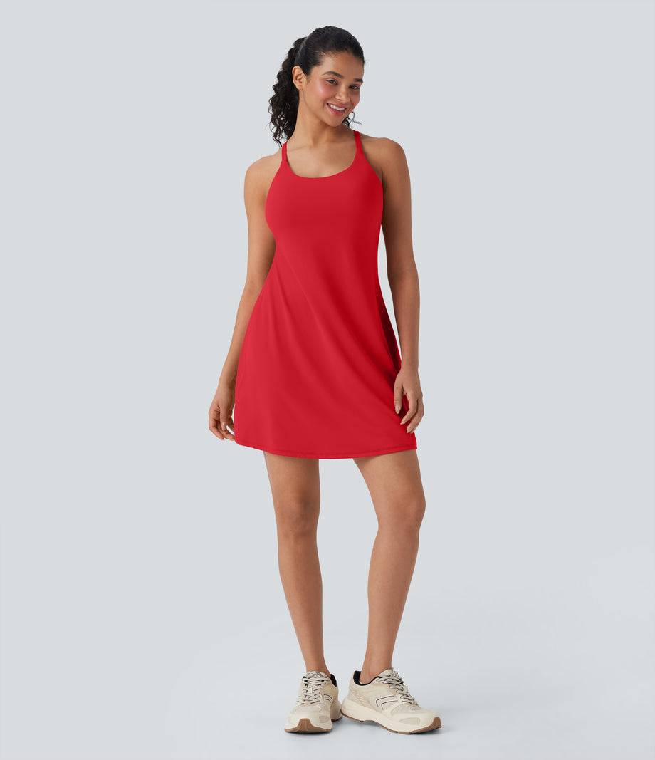 SoftlyZero™ Plush Active Dress-Longer Length-Easy Peezy Edition DD-F Cups - Tomato