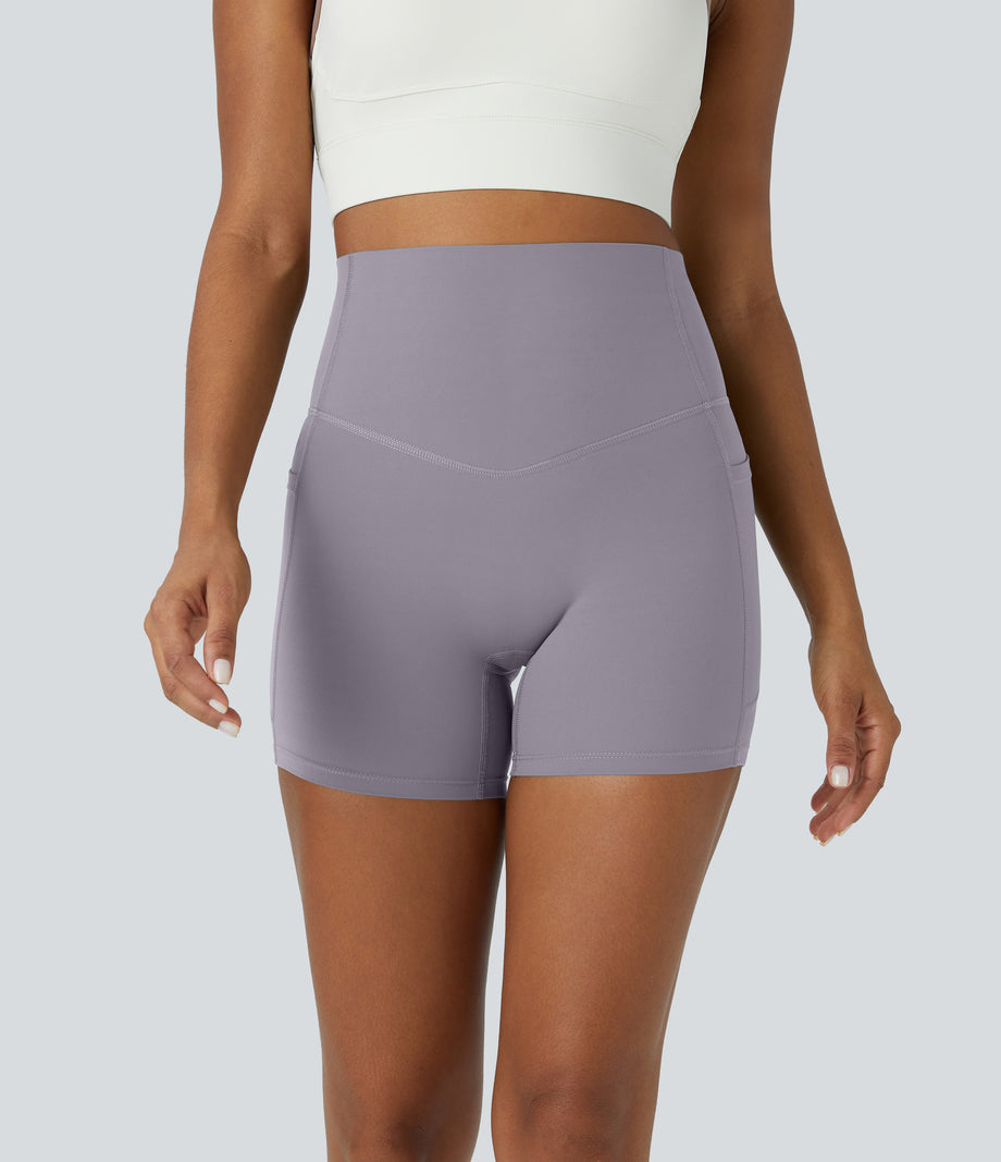 Halara UltraSculpt™ High Waisted Tummy Control Side Pocket Shaping Training Biker Shorts 5'' - Minimal Gray
