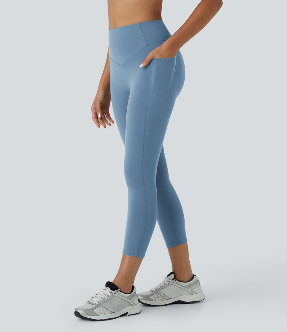 Halara UltraSculpt™ High Waisted Scrunch Butt Lifting Tummy Control Pocket Shaping Capri Training Leggings - Whale Blue