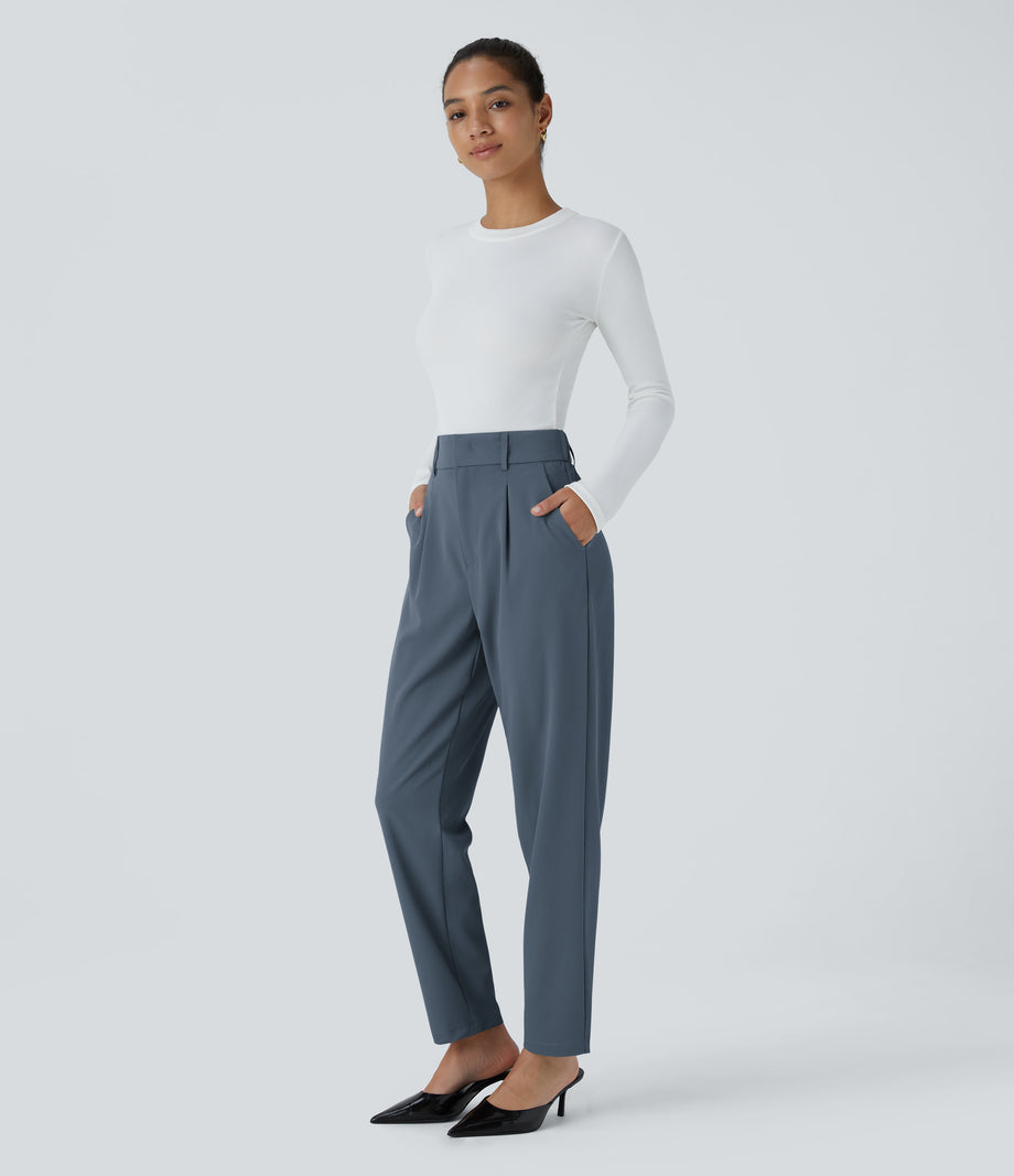 Halara Flex™ High Waisted Pocket Solid Work Tapered Pants - Coronet Blue