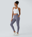 SoftlyZero™ Crossover Pocket Plain Leggings-UPF50+ - Light Gray Violet