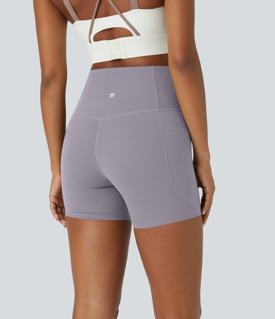 Halara UltraSculpt™ High Waisted Tummy Control Side Pocket Shaping Training Biker Shorts 5'' - Minimal Gray