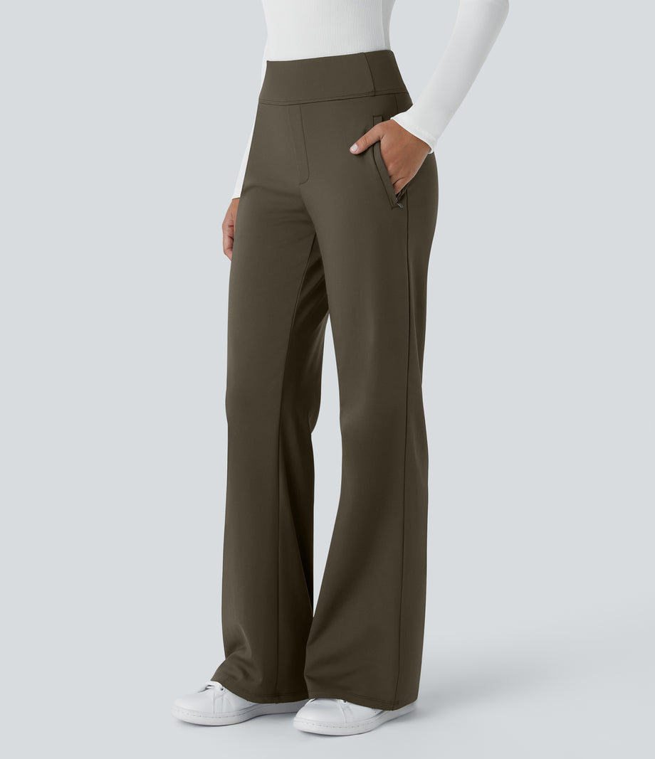 Halara Flex™ DayStretch Mid Rise Side Zipper Pocket Work Flare Pants - Forest Night