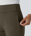 Halara Flex™ DayStretch Mid Rise Side Zipper Pocket Work Flare Pants - Forest Night