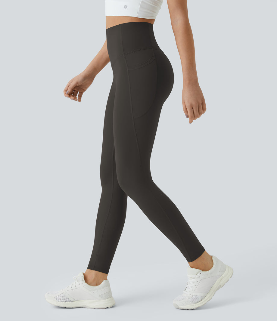 Halara UltraSculpt™ High Waisted Tummy Control Pocket Shaping Training Leggings - Hazelnut Black